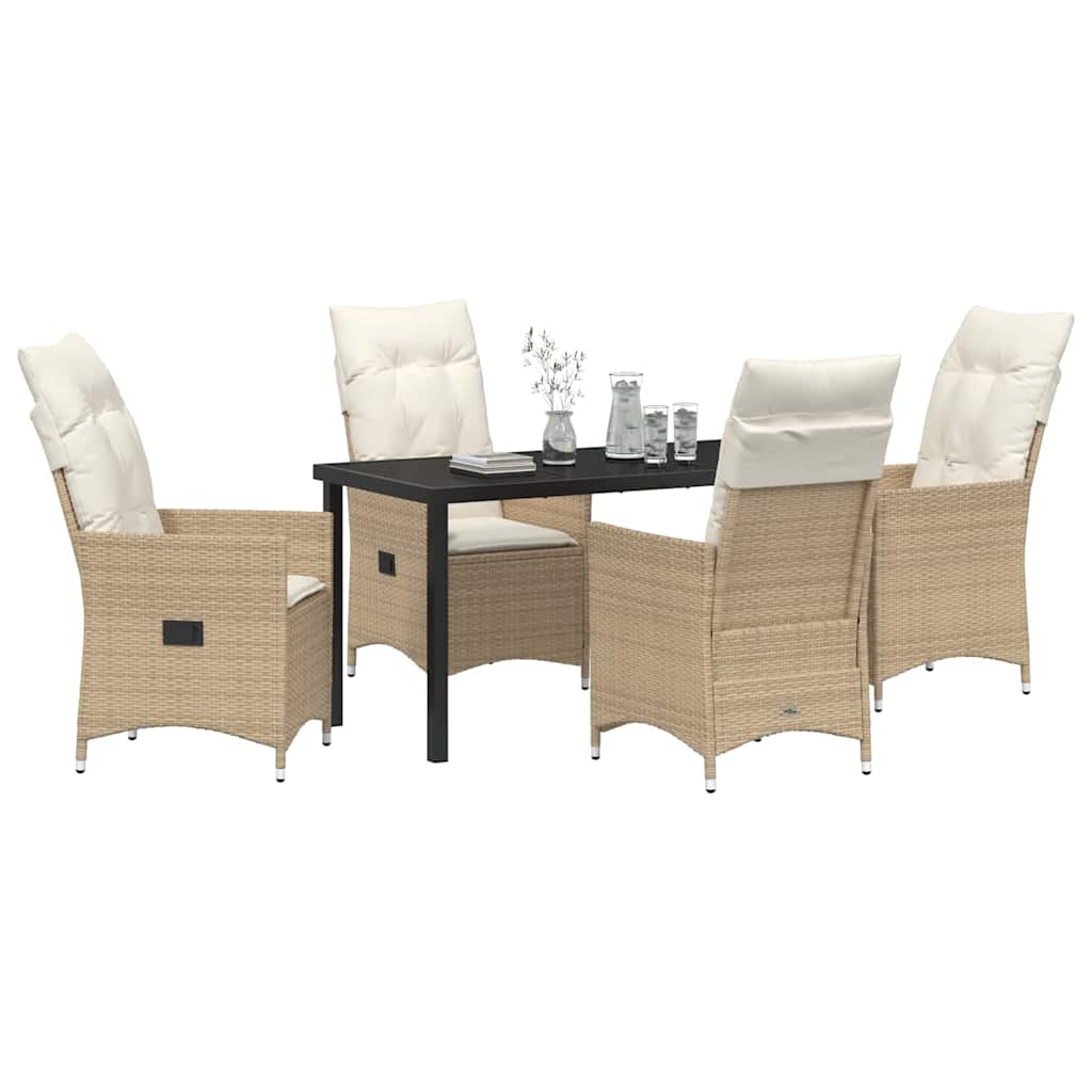Have Spisebordssæt med pude 5 pcs Beige Poly rattan