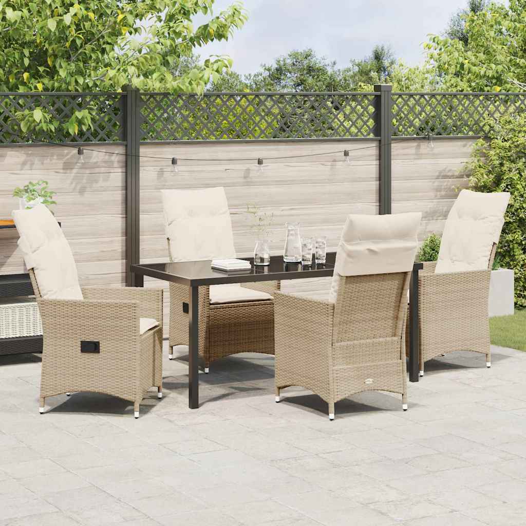 Have Spisebordssæt med pude 5 pcs Beige Poly rattan