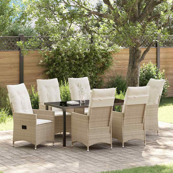 Have Spisebordssæt med pude 7 pcs Beige Poly rattan