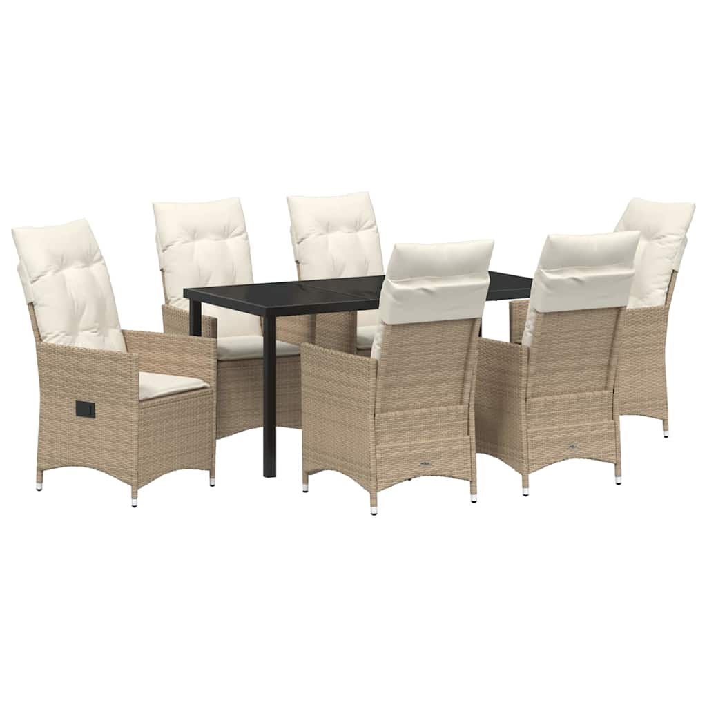 Have Spisebordssæt med pude 7 pcs Beige Poly rattan