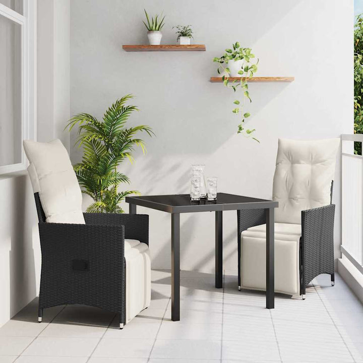 Have Spisebordssæt med pude 3 pcs Sort Poly rattan