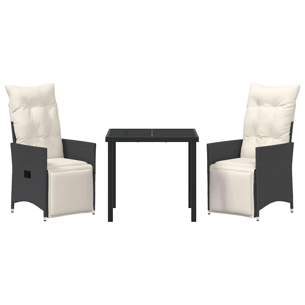 Have Spisebordssæt med pude 3 pcs Sort Poly rattan