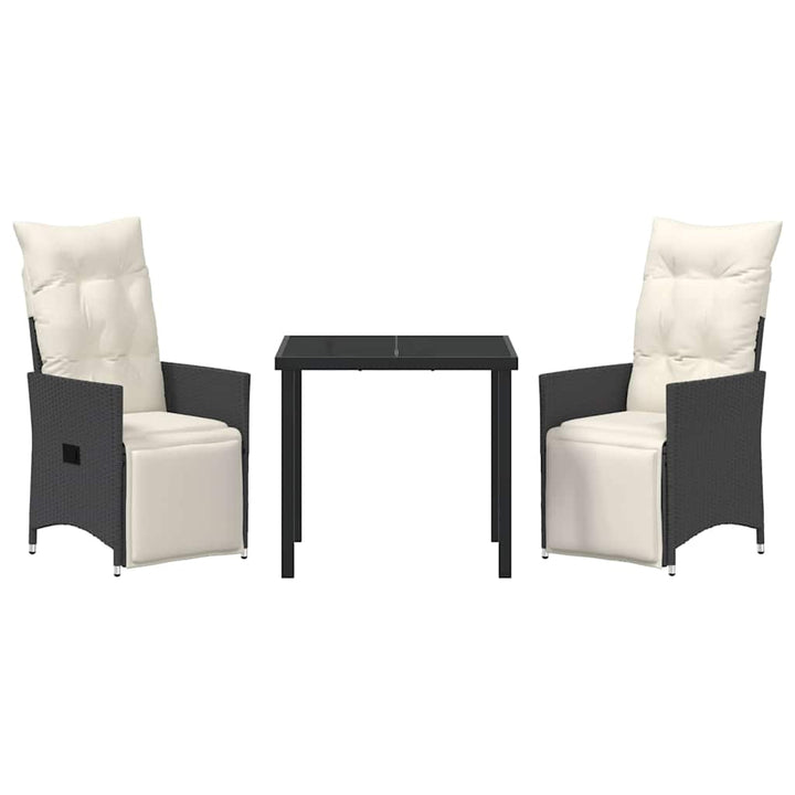 Have Spisebordssæt med pude 3 pcs Sort Poly rattan