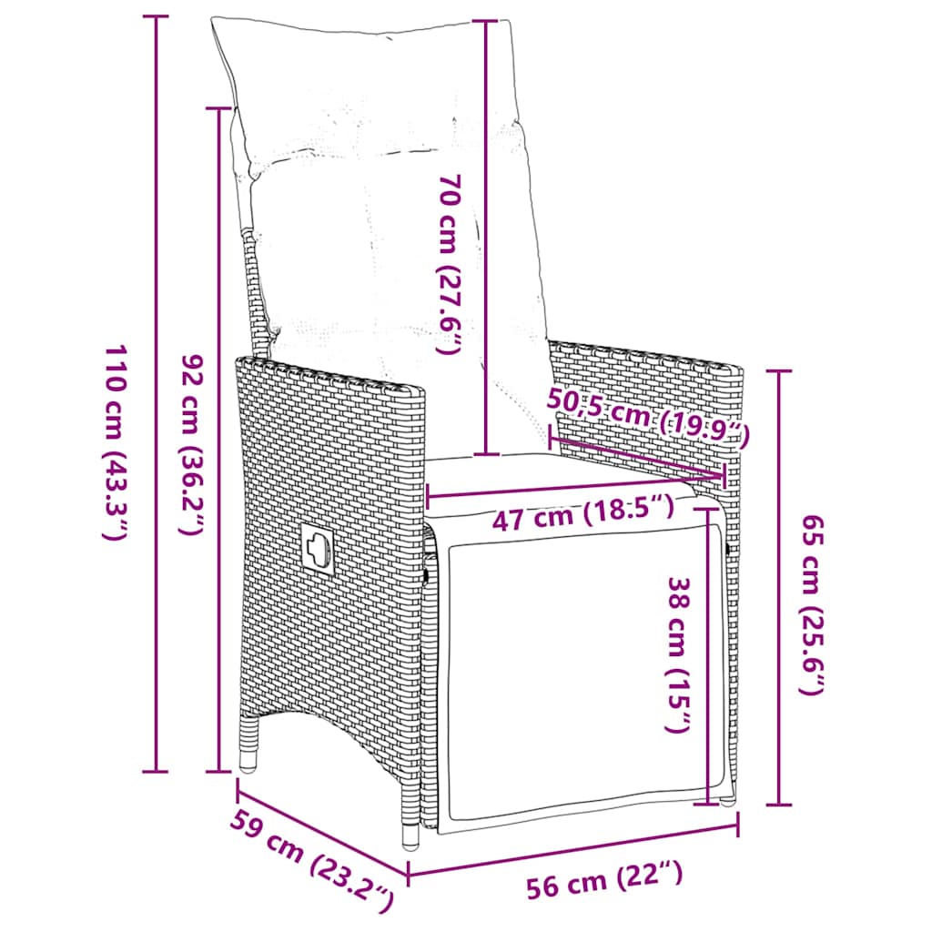 Have Spisebordssæt med pude 3 pcs Sort Poly rattan