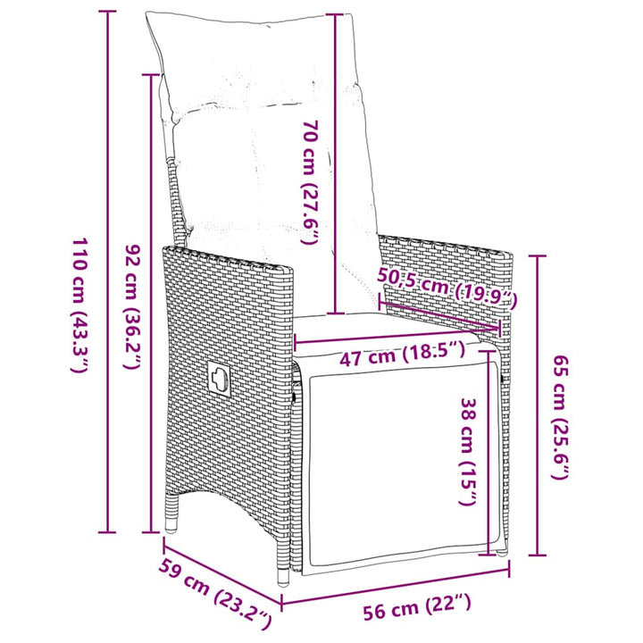 Have Spisebordssæt med pude 3 pcs Sort Poly rattan