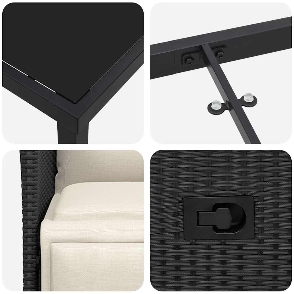 Have Spisebordssæt med pude 7 pcs Sort Poly rattan