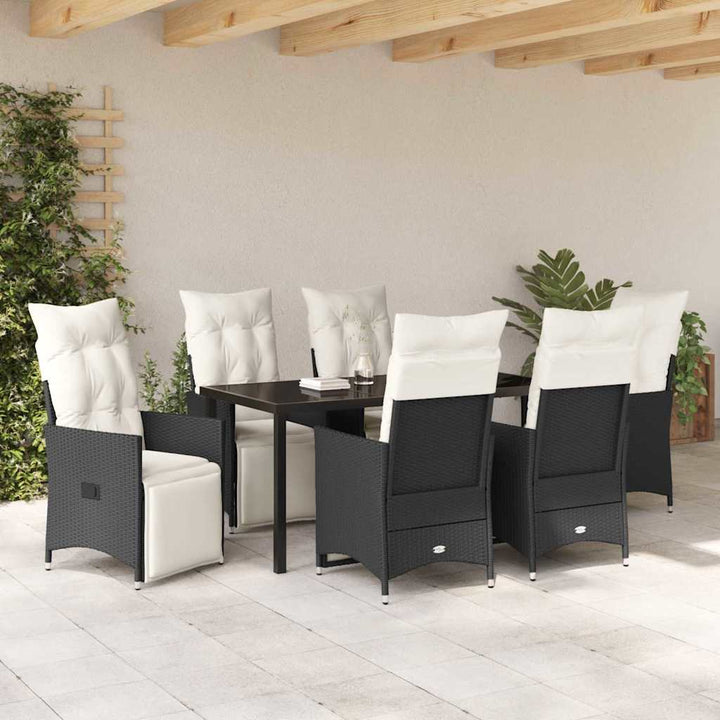 Have Spisebordssæt med pude 7 pcs Sort Poly rattan