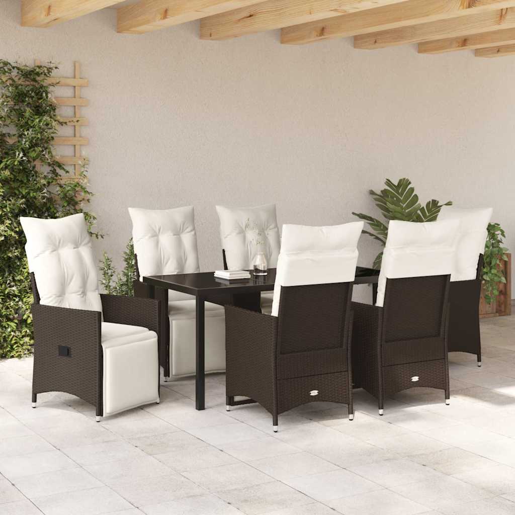 Have Spisebordssæt med pude 7 pcs Brun Poly rattan