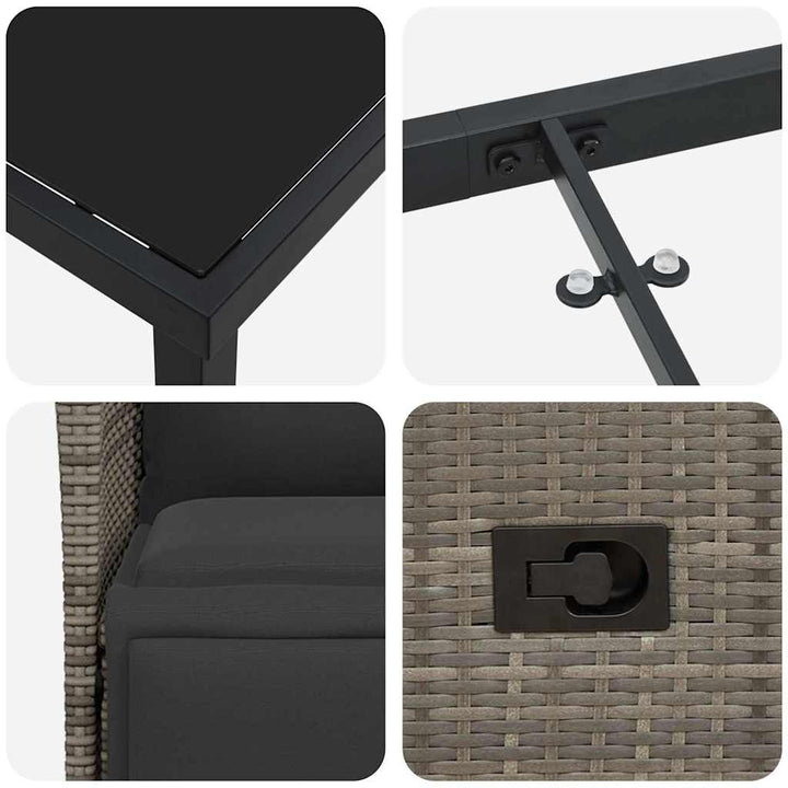 Have Spisebordssæt med pude 5 pcs Grå Poly rattan