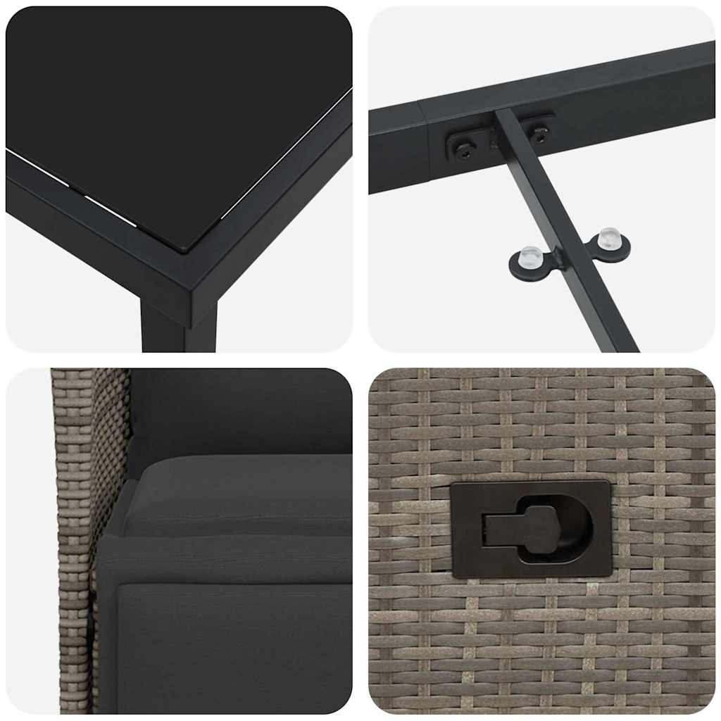 Have Spisebordssæt med pude 5 pcs Grå Poly rattan