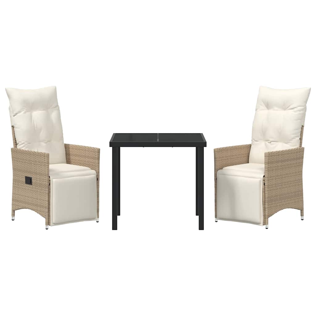 Have Spisebordssæt med pude 3 pcs Beige Poly rattan