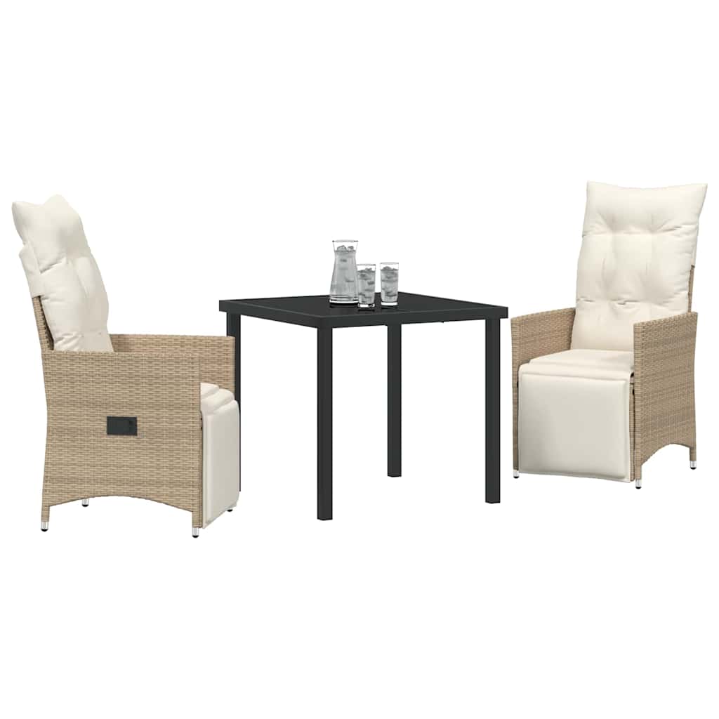 Have Spisebordssæt med pude 3 pcs Beige Poly rattan