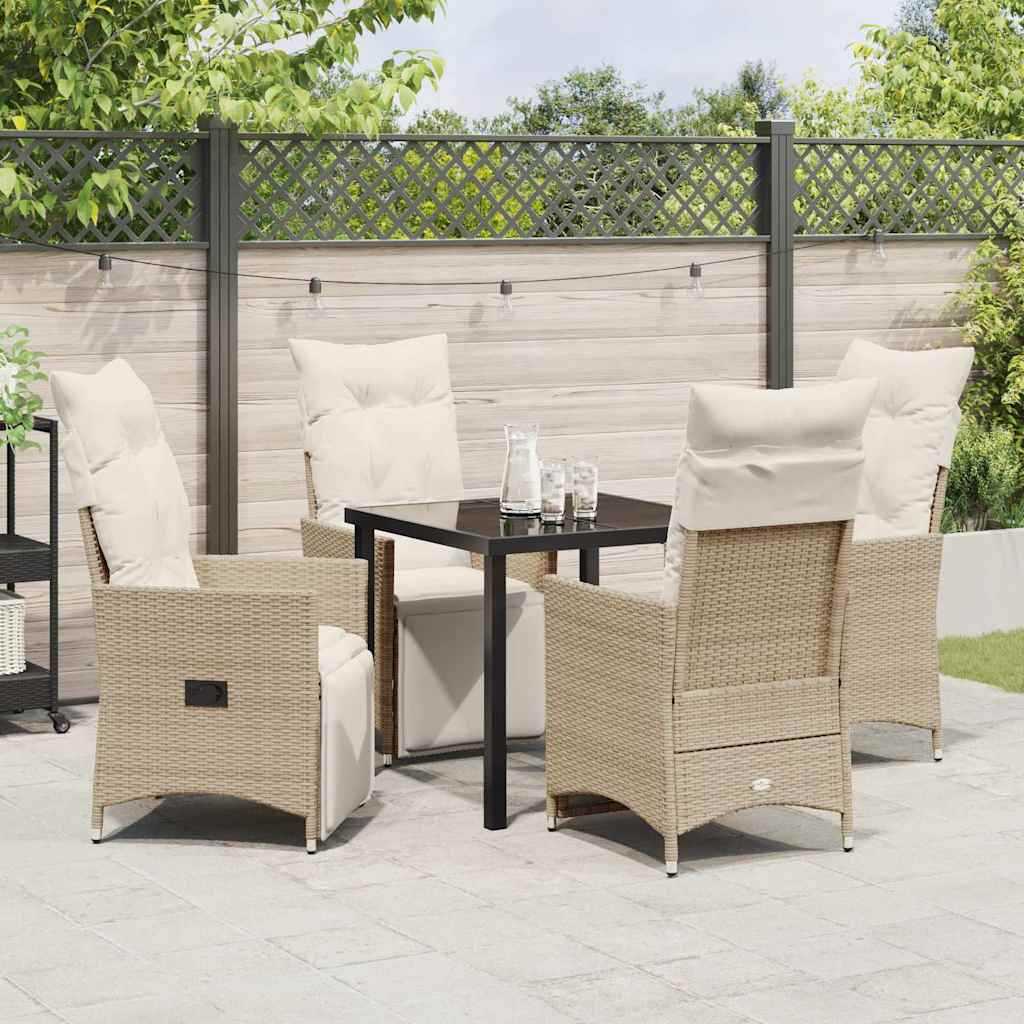 Have Spisebordssæt med pude 5 pcs Beige Poly rattan