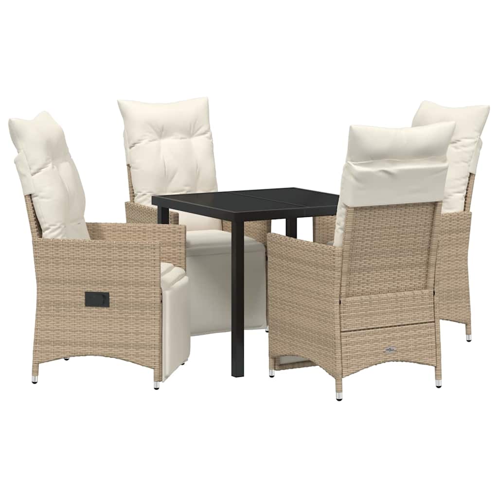 Have Spisebordssæt med pude 5 pcs Beige Poly rattan