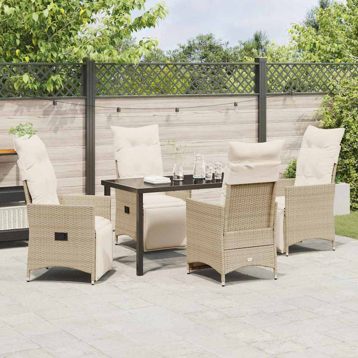 Have Spisebordssæt med pude 5 pcs Beige Poly rattan