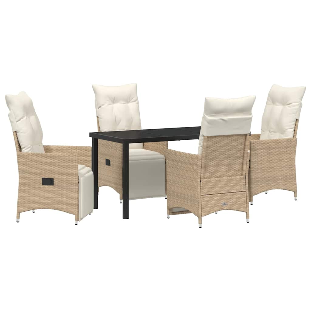 Have Spisebordssæt med pude 5 pcs Beige Poly rattan