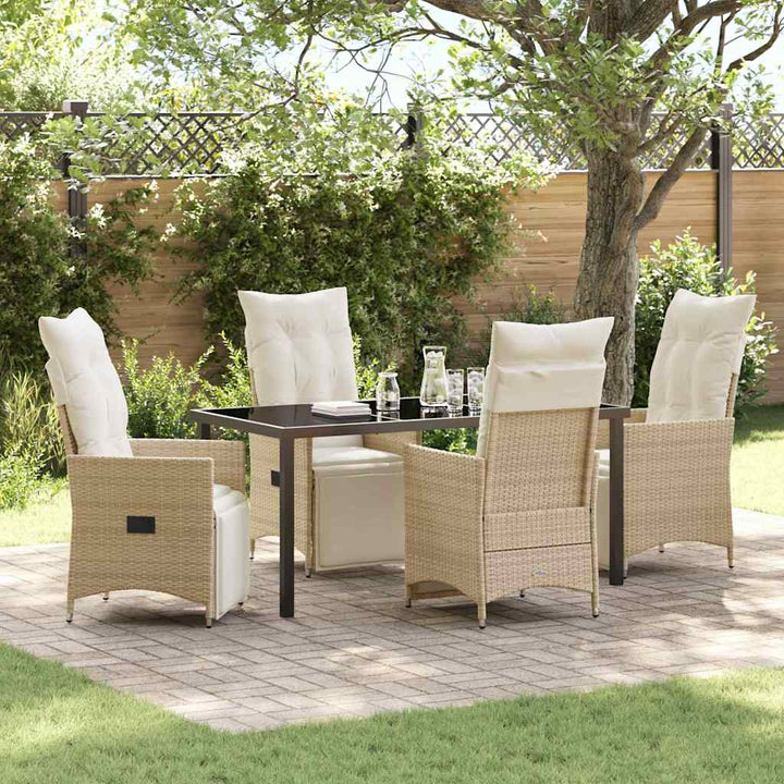 Have Spisebordssæt med pude 5 pcs Beige Poly rattan