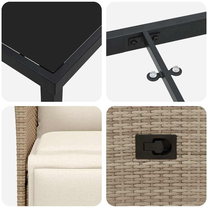 Have Spisebordssæt med pude 7 pcs Beige Poly rattan