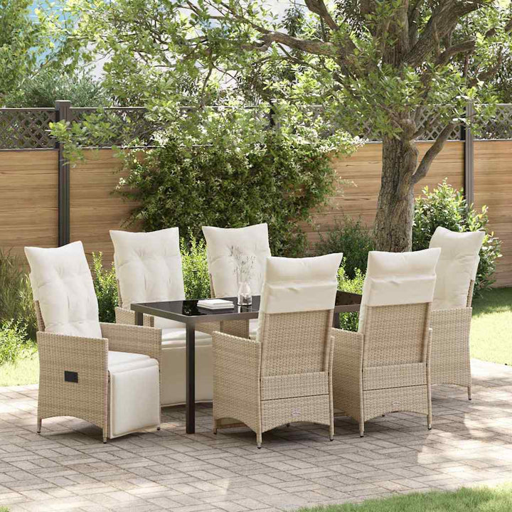 Have Spisebordssæt med pude 7 pcs Beige Poly rattan