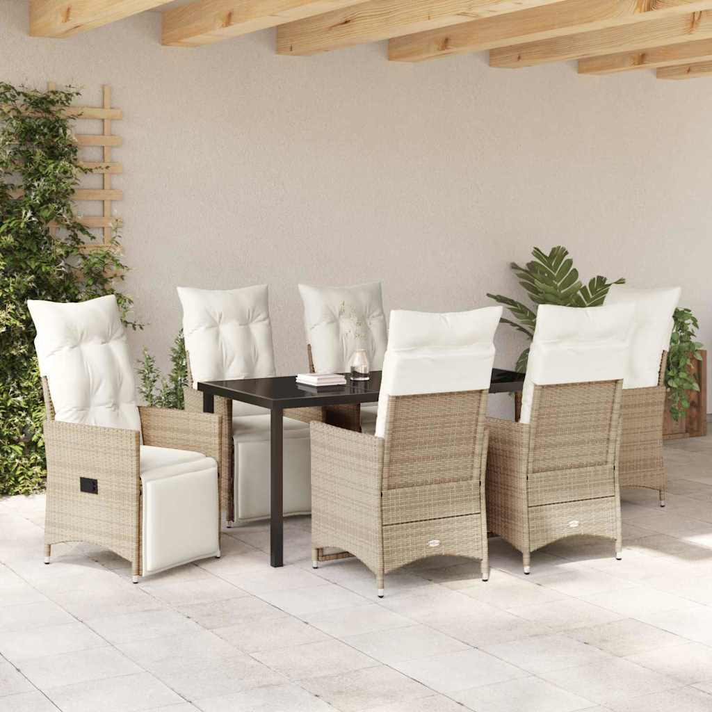 Have Spisebordssæt med pude 7 pcs Beige Poly rattan