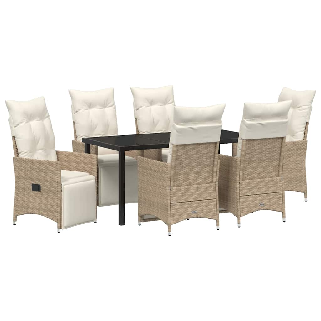 Have Spisebordssæt med pude 7 pcs Beige Poly rattan