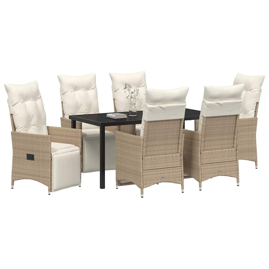 Have Spisebordssæt med pude 7 pcs Beige Poly rattan