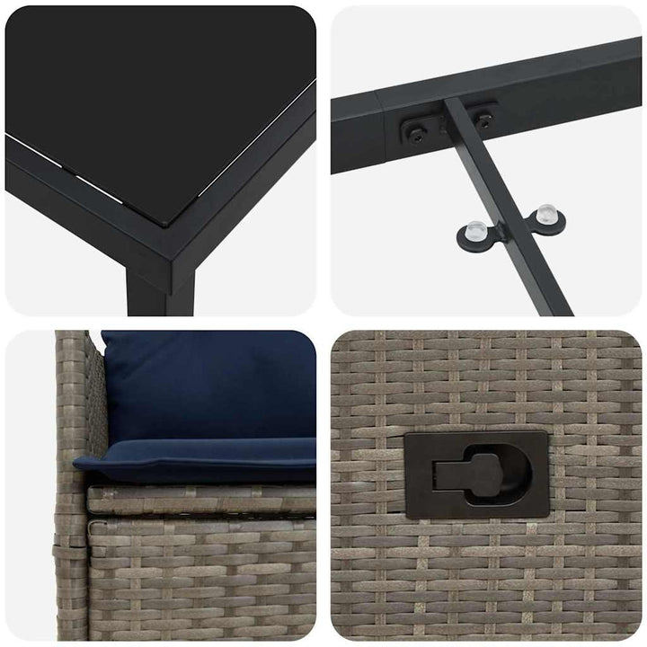 Have Spisebordssæt 3 pcs Grå polyrattan