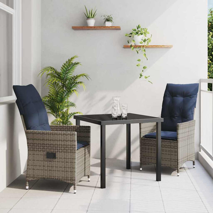 Have Spisebordssæt 3 pcs Grå polyrattan