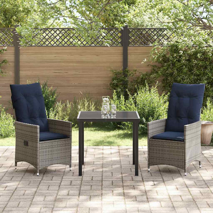 Have Spisebordssæt 3 pcs Grå polyrattan