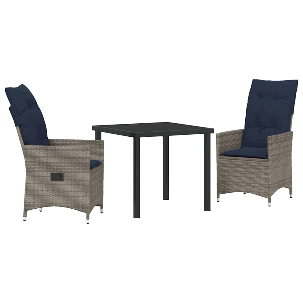 Have Spisebordssæt 3 pcs Grå polyrattan