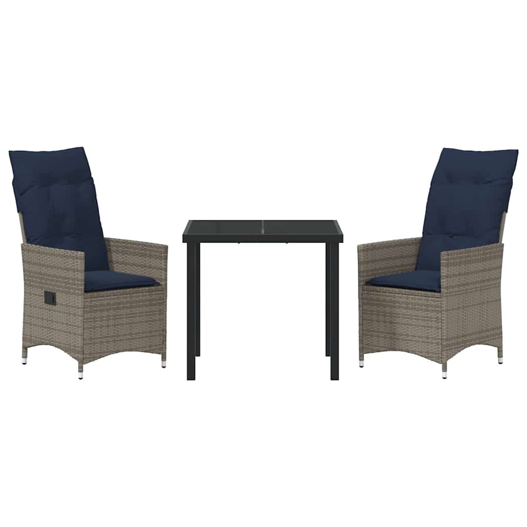 Have Spisebordssæt 3 pcs Grå polyrattan