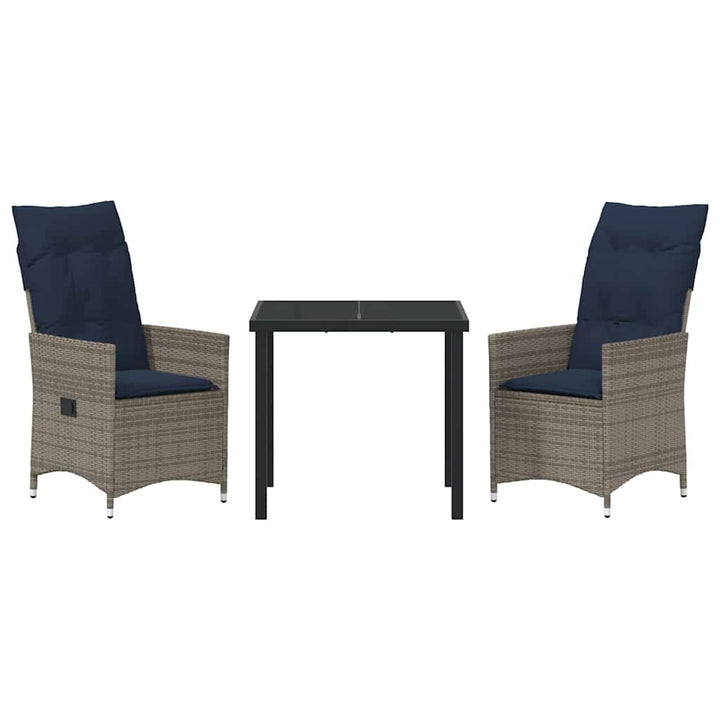 Have Spisebordssæt 3 pcs Grå polyrattan