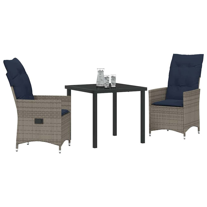 Have Spisebordssæt 3 pcs Grå polyrattan