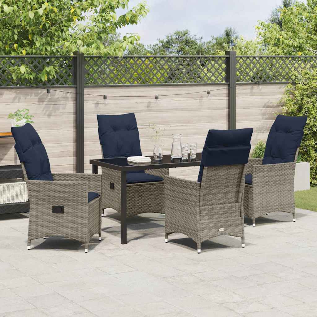 Have Spisebordssæt 5 pcs Grå polyrattan