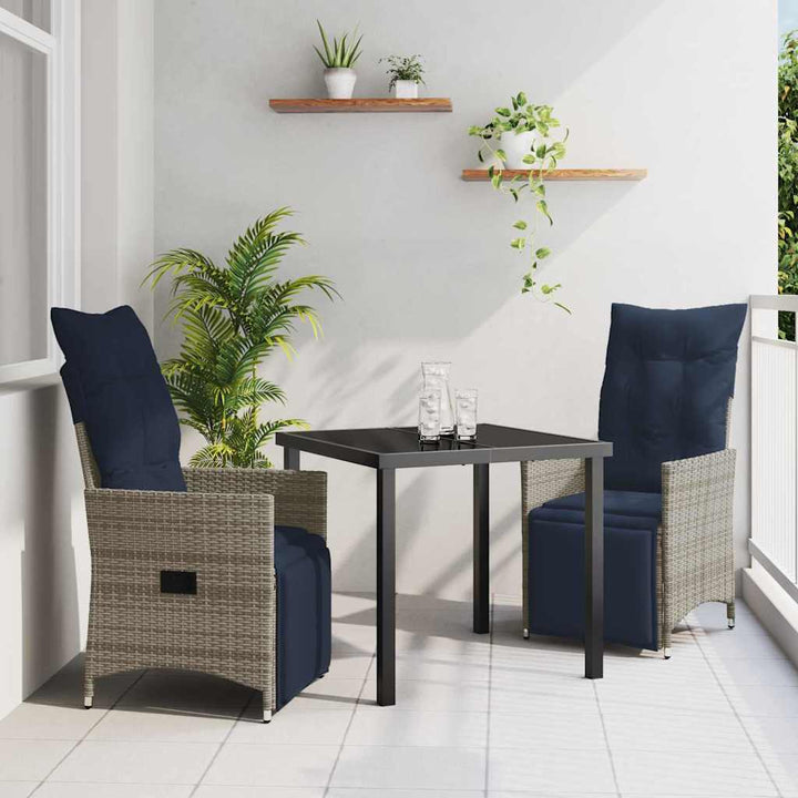 Have Spisebordssæt 3 pcs Grå polyrattan