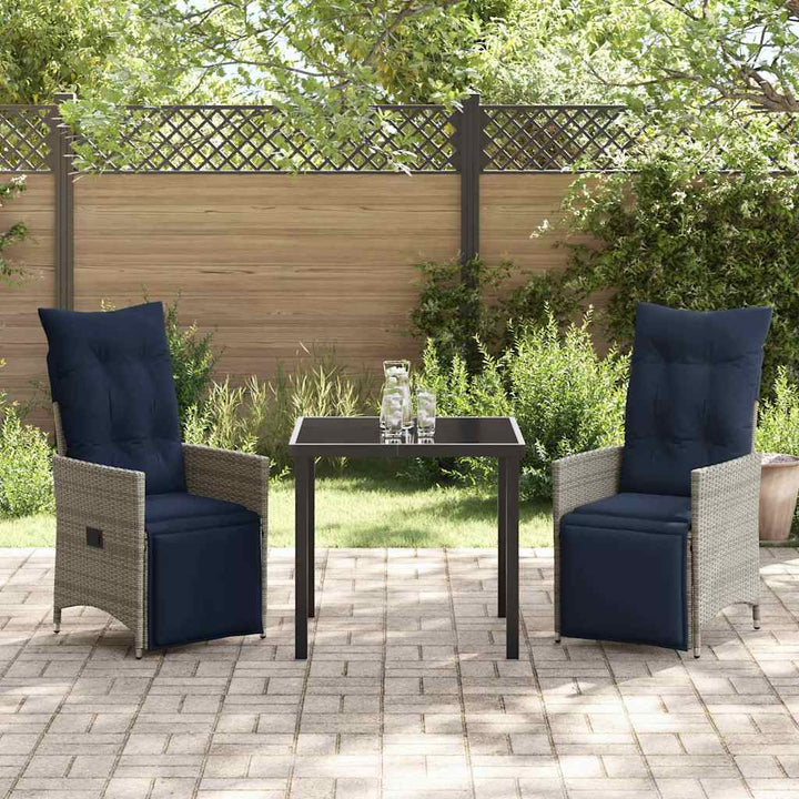 Have Spisebordssæt 3 pcs Grå polyrattan