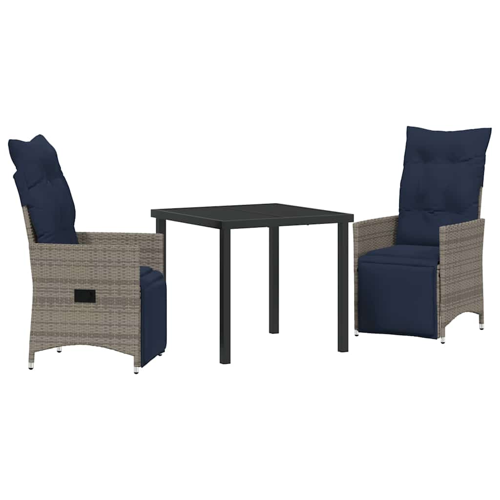 Have Spisebordssæt 3 pcs Grå polyrattan