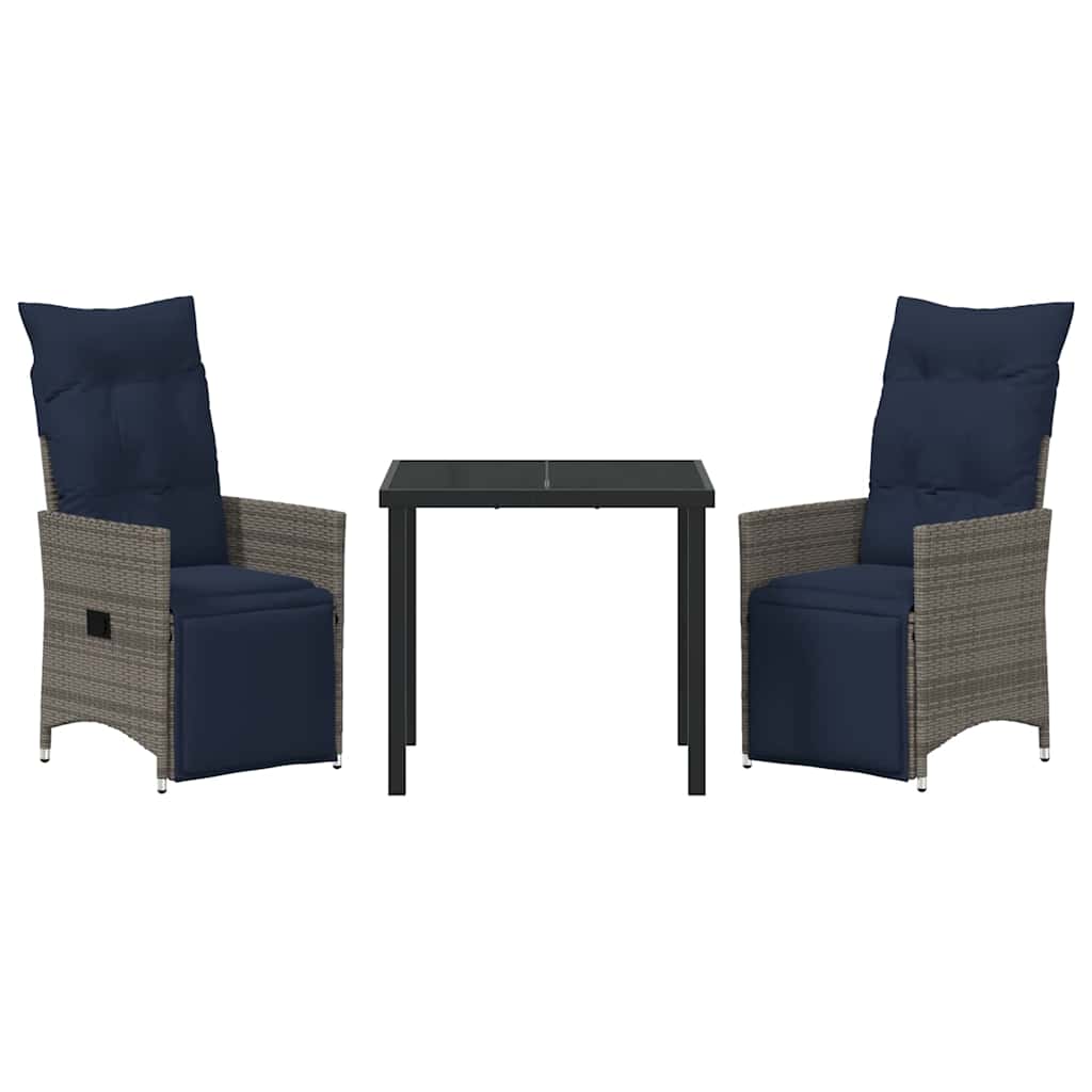 Have Spisebordssæt 3 pcs Grå polyrattan