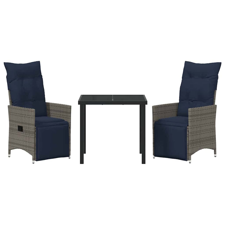 Have Spisebordssæt 3 pcs Grå polyrattan