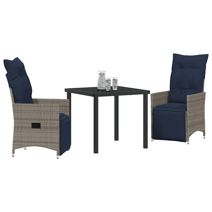 Have Spisebordssæt 3 pcs Grå polyrattan