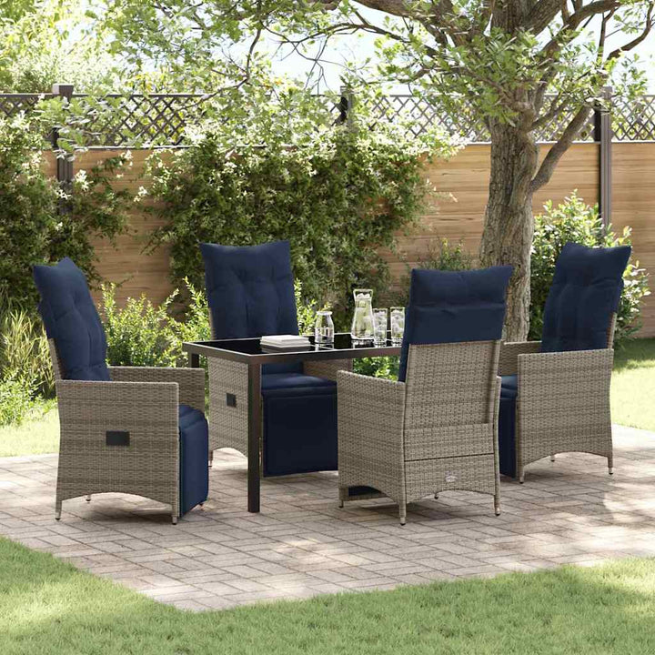 Have Spisebordssæt 5 pcs Grå polyrattan