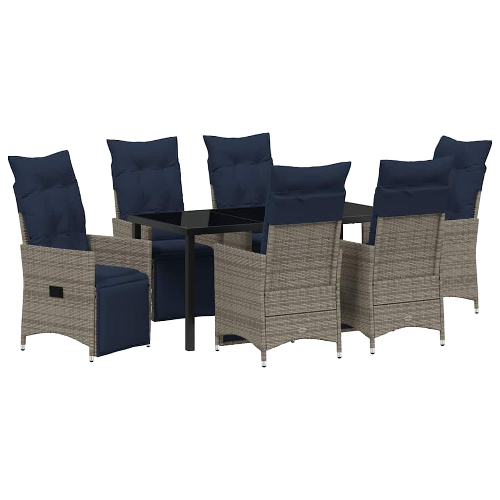 Have Spisebordssæt 7 pcs Grå polyrattan