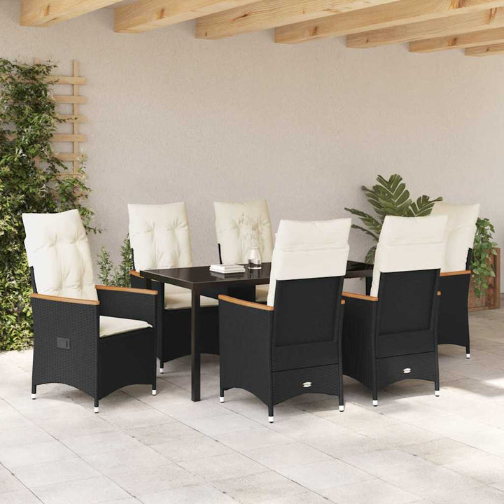 Have Spisebordssæt med pude 7 pcs Sort Poly rattan