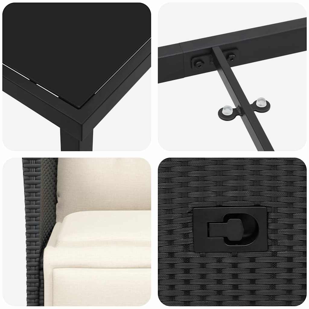 Have Spisebordssæt med pude 3 pcs Sort Poly rattan