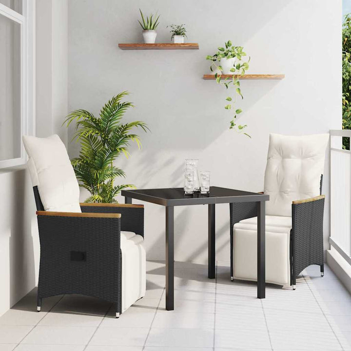 Have Spisebordssæt med pude 3 pcs Sort Poly rattan