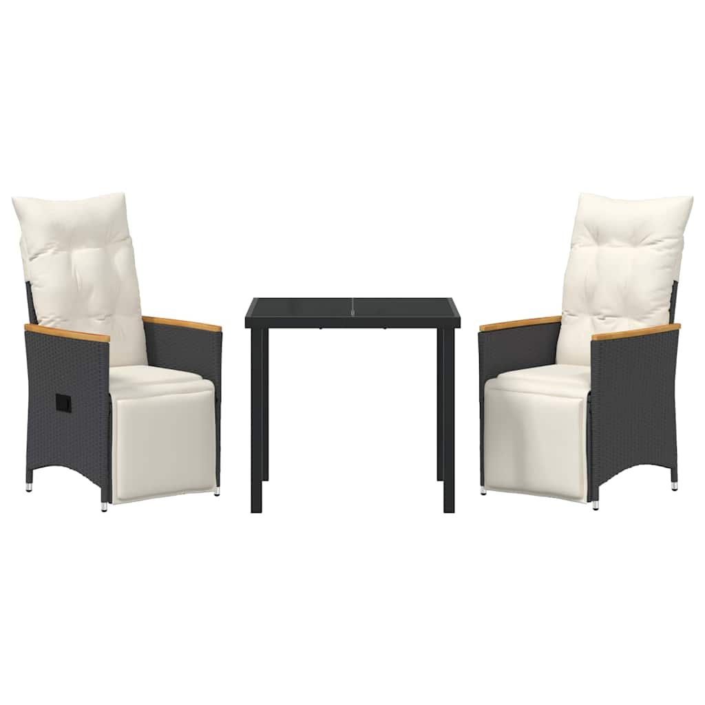 Have Spisebordssæt med pude 3 pcs Sort Poly rattan