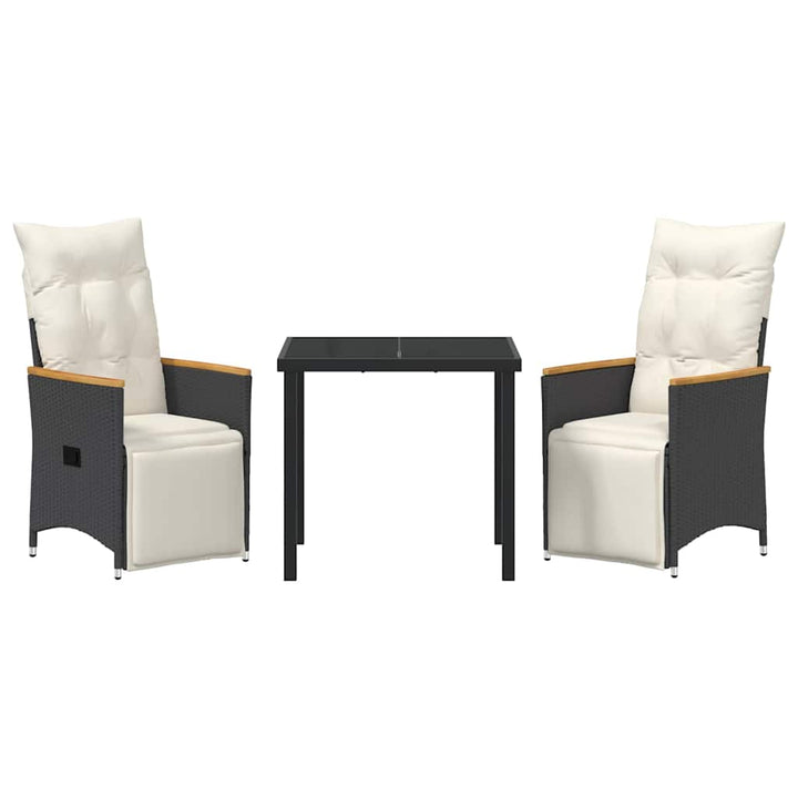 Have Spisebordssæt med pude 3 pcs Sort Poly rattan