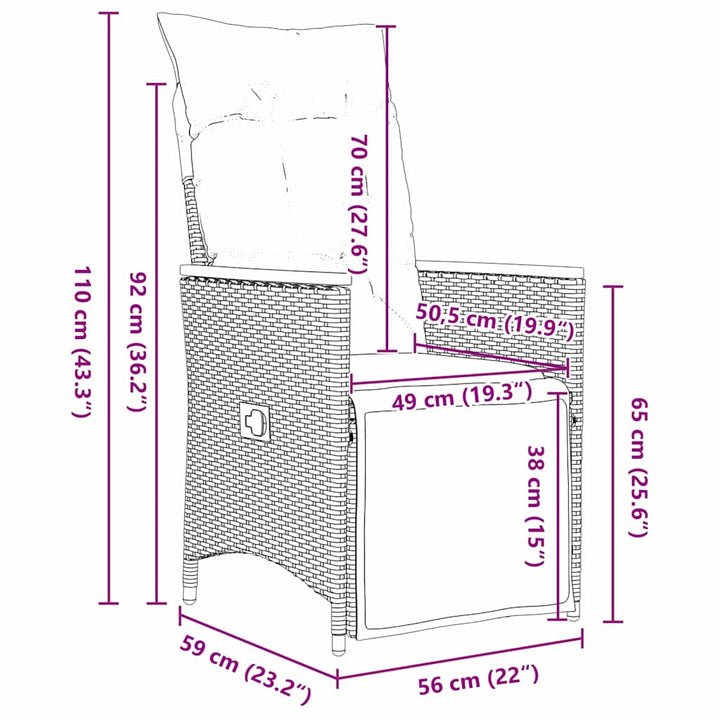 Have Spisebordssæt med pude 3 pcs Sort Poly rattan