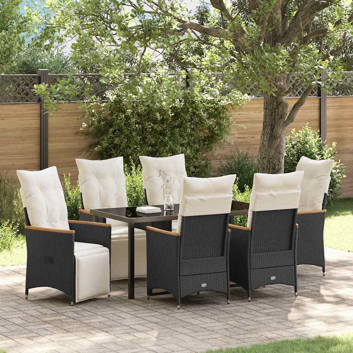 Have Spisebordssæt med pude 7 pcs Sort Poly rattan