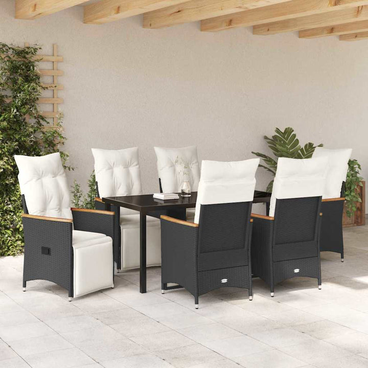 Have Spisebordssæt med pude 7 pcs Sort Poly rattan